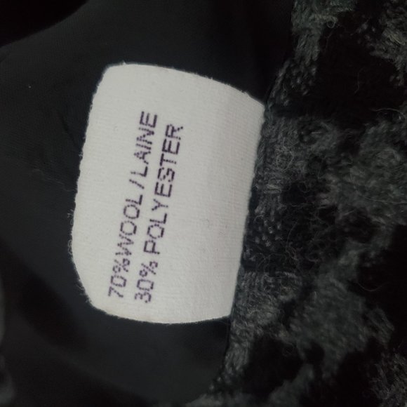 70% Wool Suit Blazer Jacket Houndstooth Pattern Black Gray Tailored Career Wear - Picture 8 of 8